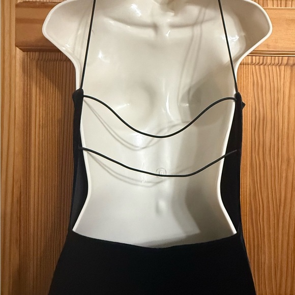 Byer Too! 90’s Y2K Vintage Black Velvet Open Back Formal minimalist HOCO Prom - Picture 3 of 9